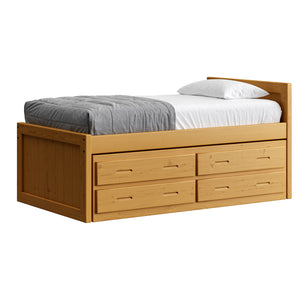 Captain's Bed, 39in Headboard, 26in Footboard, with Drawers. Sizes up to King