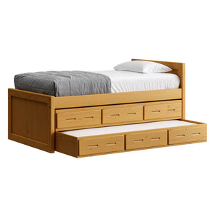 Captain's Bed, 39in HB, 26in FB, with Drawers and Trundle Bed. Sizes up to King