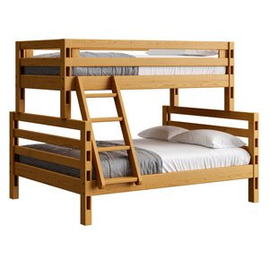 Ladder End Bunk Bed. TwinXL Over Queen, Offset.