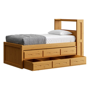 Captain's Bookcase Bed with Drawers and Trundle Bed. Sizes up to King