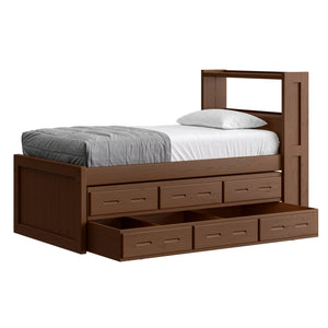Captain's Bookcase Bed with Drawers and Trundle Bed. Sizes up to King
