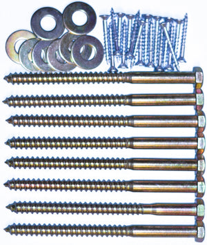 Bed or lower bunk hardware kit. 5 1/2in lag bolts.