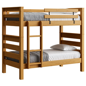 TimberFrame Bunk Bed. Twin Over Twin With Vertical Ladder.
