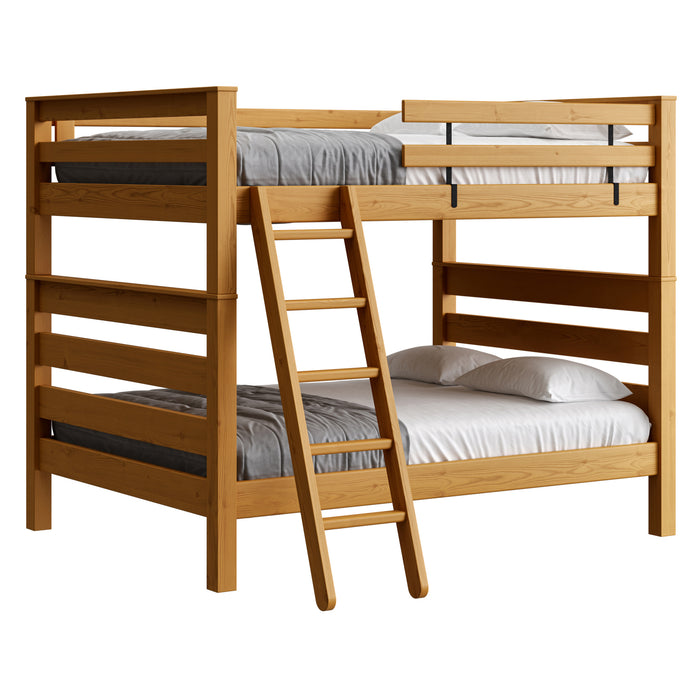 TimberFrame Bunk Bed. Queen Over Queen With Ladder.