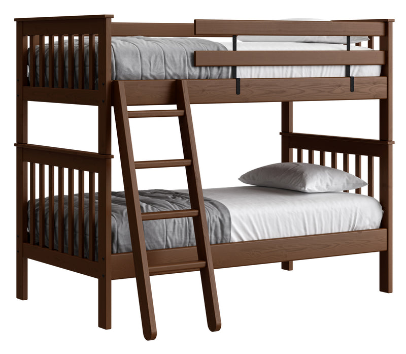 Image showcasing Mission Bunk Bed - Twin Over Twin. Omit Ladder - Crate Designs Furniture