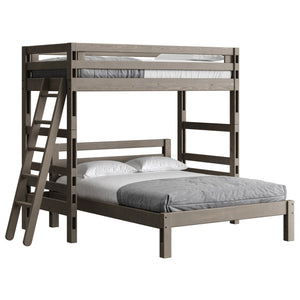 L-Shaped Combination. Ladder End Loft Tall, TwinXL with Lower bed sizes up to Queen. Shown with Optional Ladder