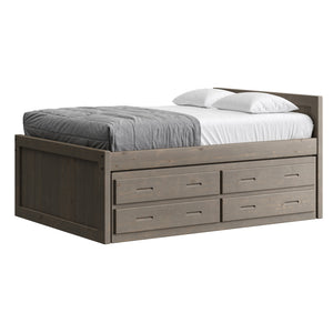 Captain's Bed, 39in Headboard, 26in Footboard, with Drawers. Sizes up to King