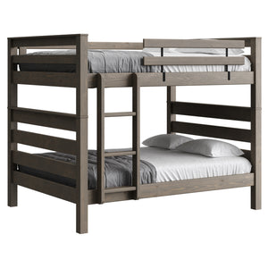 TimberFrame Bunk Bed. Queen Over Queen With Vertical Ladder.