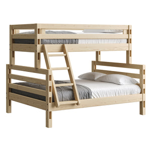 Ladder End Bunk Bed. TwinXL Over Queen, Offset.