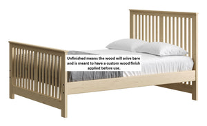 Shaker Bed. 44in Headboard, 29in Footboard. Sizes up to Queen