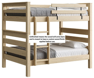 TimberFrame Bunk Bed. Full Over Full With Vertical Ladder.