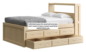 Captain's Bookcase Bed with Drawers and Trundle Bed. Sizes up to King