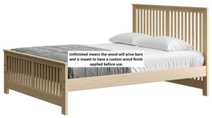 Shaker Bed. 44in Headboard, 22in Footboard. Sizes up to Queen