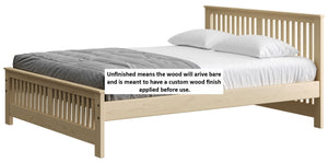 Shaker Bed. 36in Headboard, 18in Footboard. Sizes up to Queen