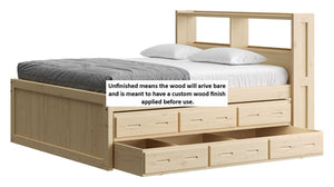 Captain's Bookcase Bed with Drawers and Trundle Bed. Sizes up to King