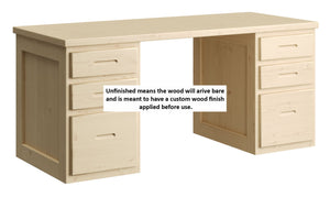 Desk, 3 Drawers On Both Sides. 58in, 66in