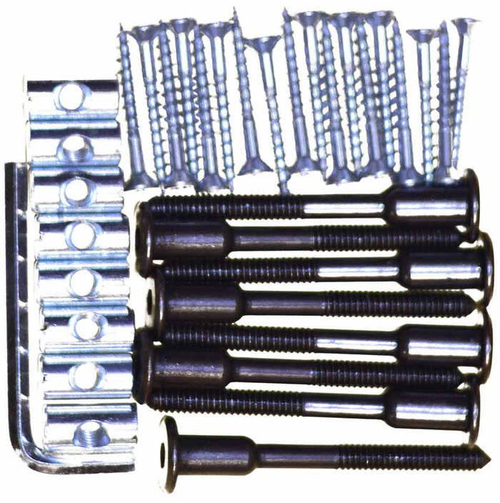 Bed or lower bunk hardware kit. 70mm connector bolts.